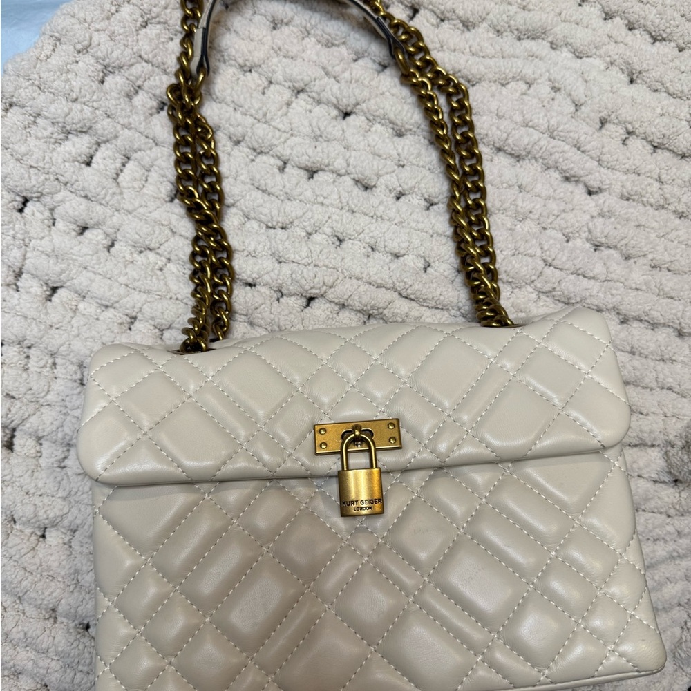 Kurt Geiger Cream Quilted Chain Bag